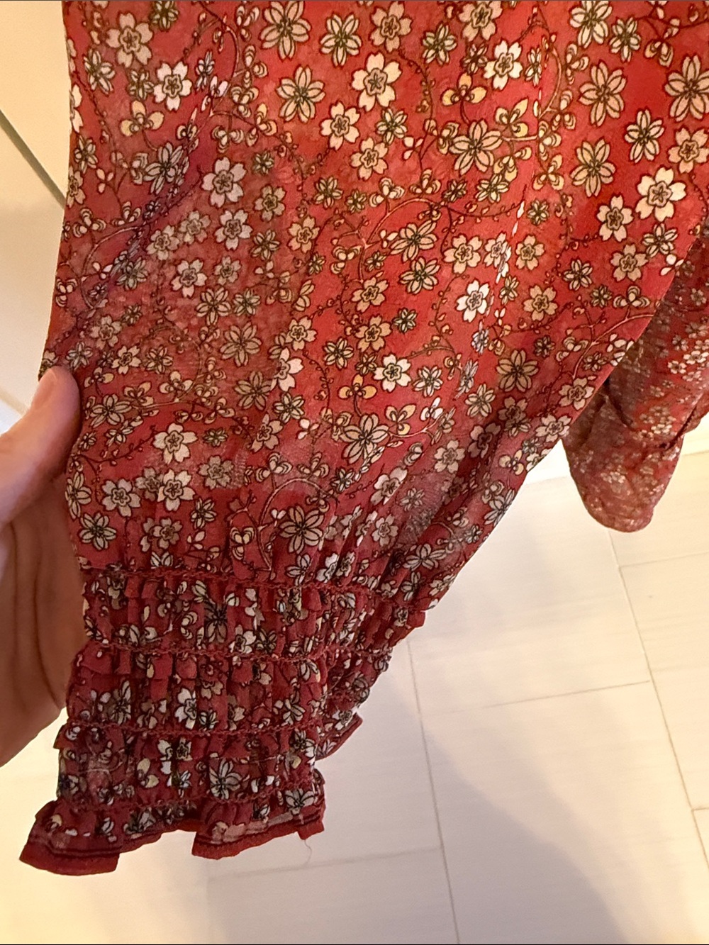 Max Studios Red Floral V-Neck Smocked Waist Mini Dress - Picture 7 of 16